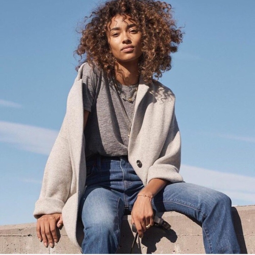 Madewell Blazer Sweater-Jacket in Heather Pebble